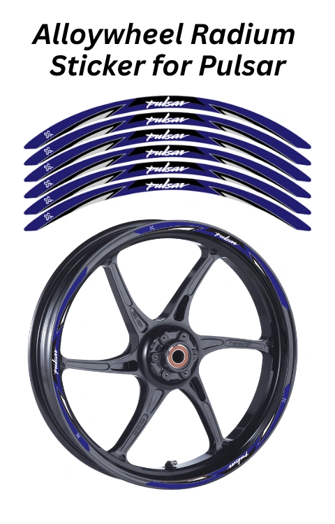 Alloy Wheel Radium Sticker Compatible with Pulsar | Made in Premium Radium with FPF (Fade Protection Film), Waterproof, Precut Sticker, Pack Of 12